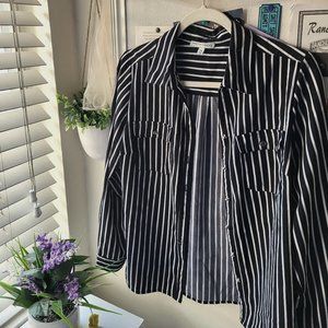 Black and White striped button up